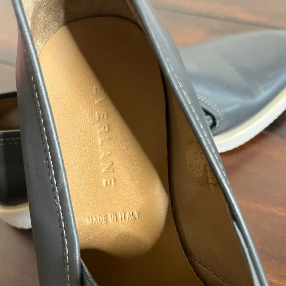 Everlane Women's‎ The Leather Street Shoe Pointed Toe loafers Slate Grey size 8